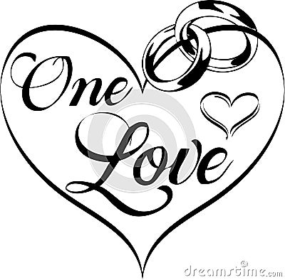 One Love inside Heart Wedding Clip Art Stock Photo