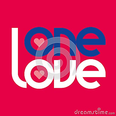 One love typography. One love logotype. Vector Illustration