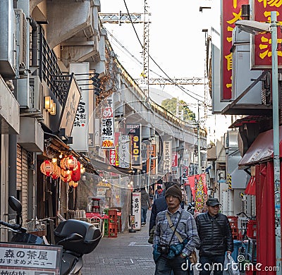 Ueno Chuo Dori street near Ueno station. Editorial Stock Photo