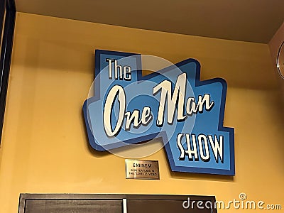 One Man Show Sign from Eminem's Lose It Video Editorial Stock Photo