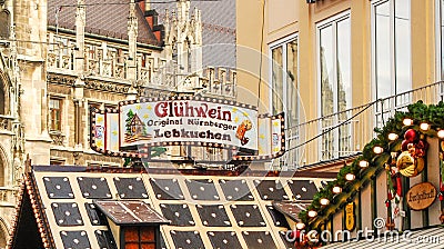 One of the market stands at Munich`s Christkindlmarkt Editorial Stock Photo