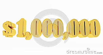 1.000.000$ One million dollars. golden 1000000$ isolated on whaite background, Stock Photo