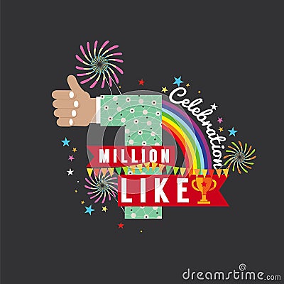 One Million Likes Celebration. Vector Illustration