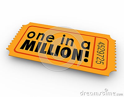 One in a Million Words Raffle Ticket Winner Game Luck Chance Stock Photo