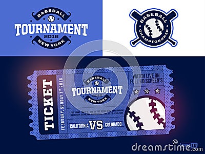 One modern professional design of baseball tickets and logo in blue theme Stock Photo