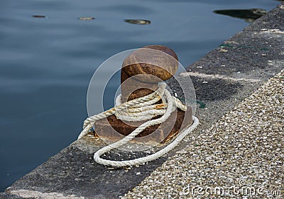 Mooring with rope Stock Photo