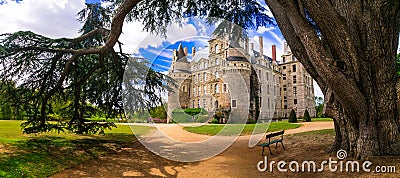 One of the most beautiful and mysterious castles of France - Chateau de Brissac ,Loire valley Stock Photo