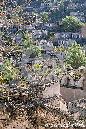 One of the most popular abandoned places - town Kayakoy. Oludeniz, Fethiye, Turkey Stock Photo