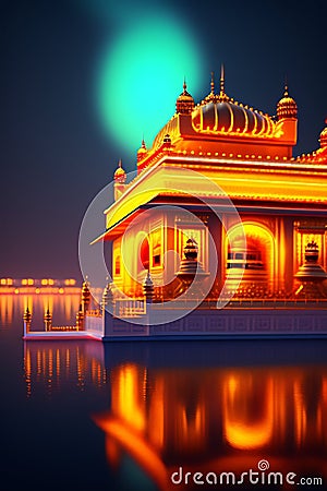 Golden Temple is a spiritual. Ai generated. Stock Photo