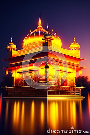 Golden Temple is a spiritual. Ai generated. Stock Photo