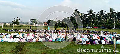 Eid al-Fitr prayer service in congregation in the field Editorial Stock Photo