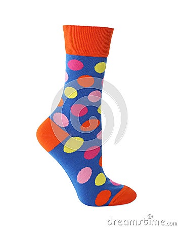 One new colorful sock isolated on white Stock Photo