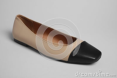 One new stylish square toe ballet flat on light grey background Stock Photo