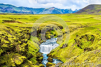 One of numerous waterfalls on the Skoga River - Iceland Stock Photo