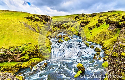 One of numerous waterfalls on the Skoga River - Iceland Stock Photo