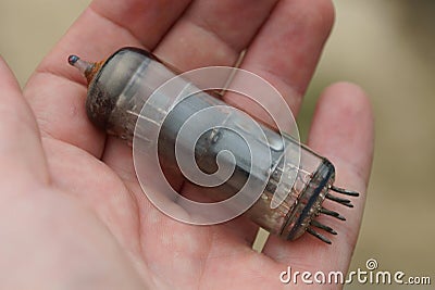 One old gray glass transistor lamp Stock Photo