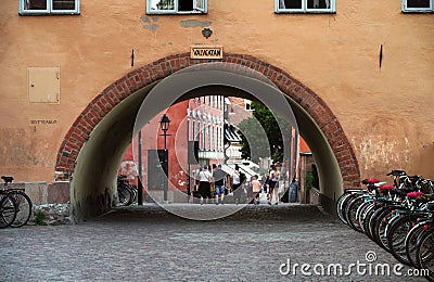 One of the oldest buildings of Uppsala â€“ Skytteanum. Valvgatan Street, Editorial Stock Photo
