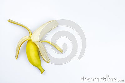One opened banana on a white background Stock Photo