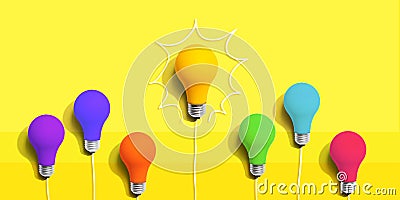 One out unique idea light bulb concept Stock Photo