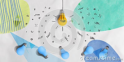 One out unique idea light bulb concept Stock Photo