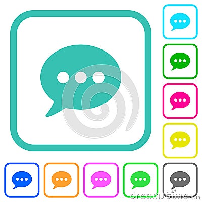 One oval active chat bubble solid vivid colored flat icons Vector Illustration