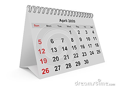 Monthly calendar - April 2020 Stock Photo