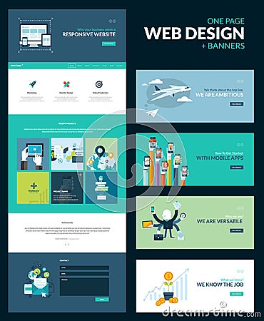 One page website design template Vector Illustration