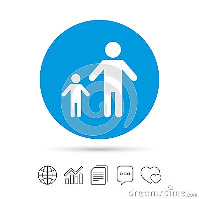 One-parent family with one child sign icon. Vector Illustration