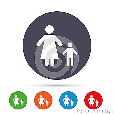 One-parent family with one child sign icon. Vector Illustration