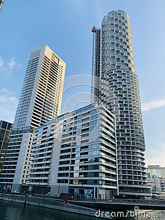 One Park Drive is a residential skyscraper currently under construction situated next to the Canary Wharf development on the Isle Editorial Stock Photo