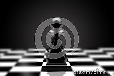One Pawn Lonely On chessboard. Confidence and Individuality concept Stock Photo
