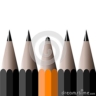 One pencil different then others. Leadership, teamwork, management and uniqueness concept. Vector Illustration