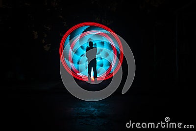 One People with beautiful light painting artwork Stock Photo