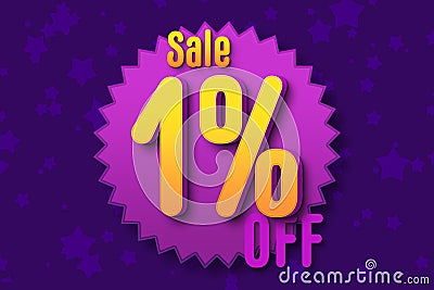1 one Percent off super sale black friday shopping halftone. hot sale frame Stock Photo