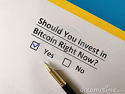 Questionnaire about Bitcoin Stock Photo