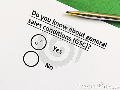 Questionnaire about procurement Stock Photo