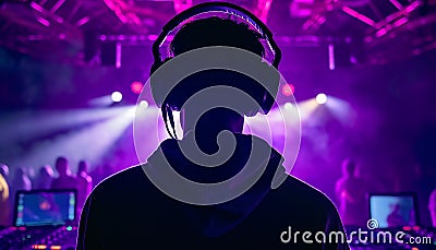 One person dancing in a nightclub spotlight generated by AI Stock Photo