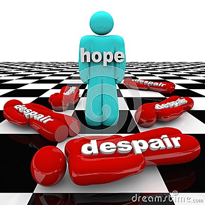 One Person Has Hope While Others Despair Stock Photo