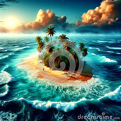 Marooned on a deserted island Beach Sun Stock Photo