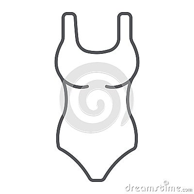 One piece swimsuit thin line icon, swim and fashion, swimwear sign, vector graphics, a linear pattern on a white Vector Illustration