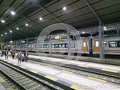 Arrival Train stations in Gubeng, Surabaya Indonesia Editorial Stock Photo