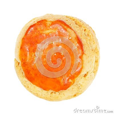 one plain scone for afternoon tea on white Stock Photo