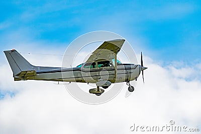 One plane flying over Aran islands Stock Photo