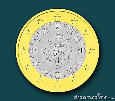 One Portuguese Euro Coin Stock Photo