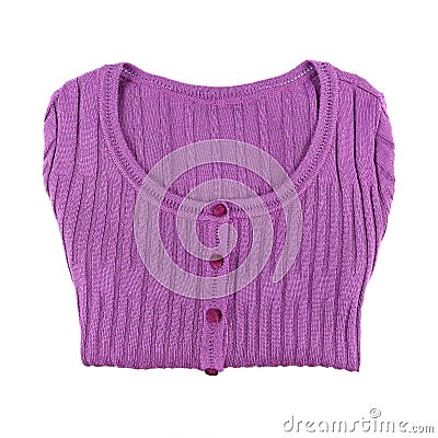 one purple folded sweater isolated on white Stock Photo