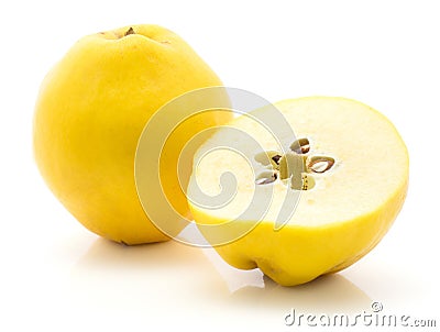 Fresh raw quince on white Stock Photo