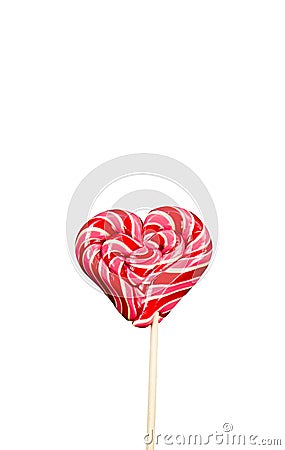 One red lolly pop isolated on a white background. Top view. Stock Photo