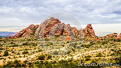 One of the red sandstone buttes of Papago Park near Phoenix Arizona Stock Photo