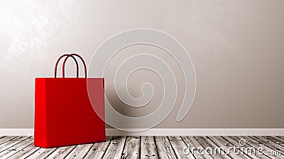 Shopping Bag on Wooden Floor Stock Photo