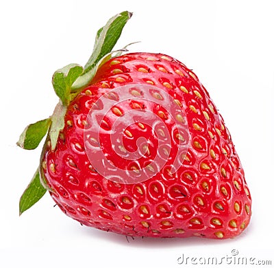 One rich strawberry fruit white. Stock Photo
